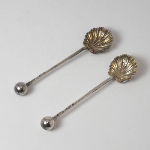 PAIR SILVER SALT SPOONS BIRMINGHAM 190708 JOSEPH GLOSTER - ADDITIONAL PHOTO 1