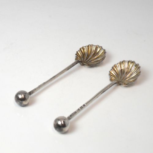 PAIR SILVER SALT SPOONS BIRMINGHAM 190708 JOSEPH GLOSTER - ADDITIONAL PHOTO 2
