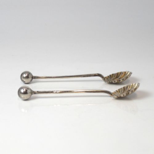PAIR SILVER SALT SPOONS BIRMINGHAM 190708 JOSEPH GLOSTER - ADDITIONAL PHOTO 3