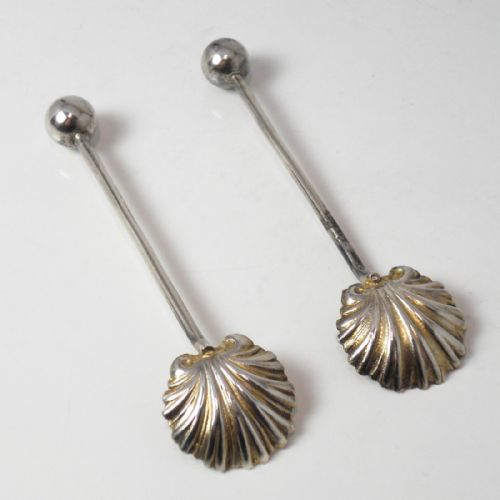 PAIR SILVER SALT SPOONS BIRMINGHAM 190708 JOSEPH GLOSTER - ADDITIONAL PHOTO 4