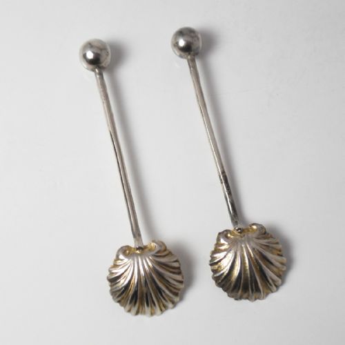 PAIR SILVER SALT SPOONS BIRMINGHAM 190708 JOSEPH GLOSTER - ADDITIONAL PHOTO 5