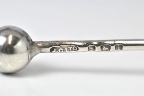 PAIR SILVER SALT SPOONS BIRMINGHAM 190708 JOSEPH GLOSTER - ADDITIONAL PHOTO 6