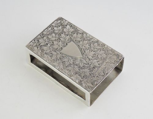 SILVER VICTORIAN MATCHBOX HOLDER BIRMINGHAM 1884 S BLANCKENSEE - ADDITIONAL PHOTO 2