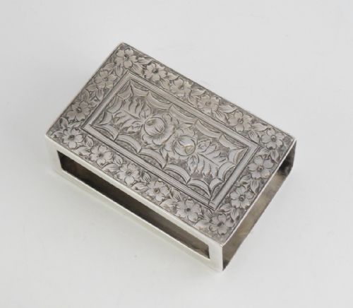 SILVER VICTORIAN MATCHBOX HOLDER BIRMINGHAM 1884 S BLANCKENSEE - ADDITIONAL PHOTO 3