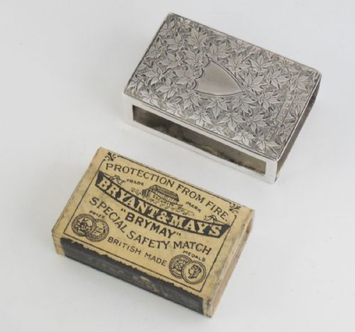 SILVER VICTORIAN MATCHBOX HOLDER BIRMINGHAM 1884 S BLANCKENSEE - ADDITIONAL PHOTO 5