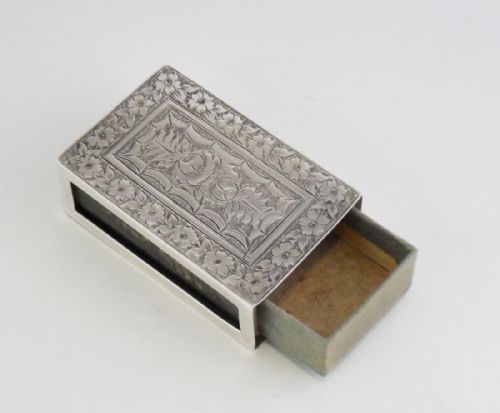 SILVER VICTORIAN MATCHBOX HOLDER BIRMINGHAM 1884 S BLANCKENSEE - ADDITIONAL PHOTO 6
