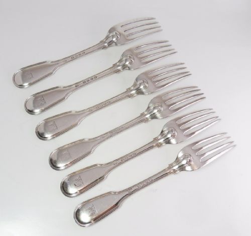 SET OF 6 SILVER TABLE FORKS LONDON 1842 BY WILLIAM EATON - ADDITIONAL PHOTO 2