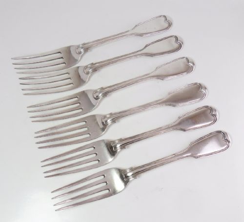 SET OF 6 SILVER TABLE FORKS LONDON 1842 BY WILLIAM EATON - ADDITIONAL PHOTO 3