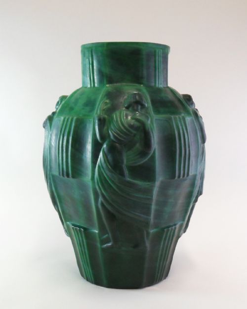 ART DECO SCHLEVOGT INGRID MALACHITE GLASS VASE - ADDITIONAL PHOTO 1