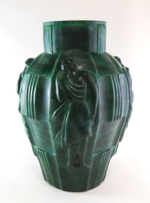 ART DECO SCHLEVOGT INGRID MALACHITE GLASS VASE - ADDITIONAL PHOTO 2