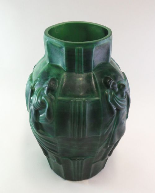ART DECO SCHLEVOGT INGRID MALACHITE GLASS VASE - ADDITIONAL PHOTO 3