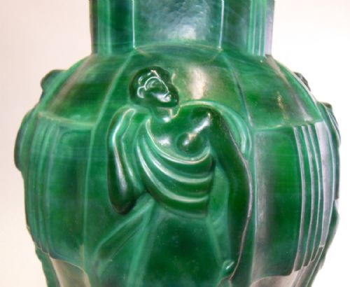 ART DECO SCHLEVOGT INGRID MALACHITE GLASS VASE - ADDITIONAL PHOTO 4