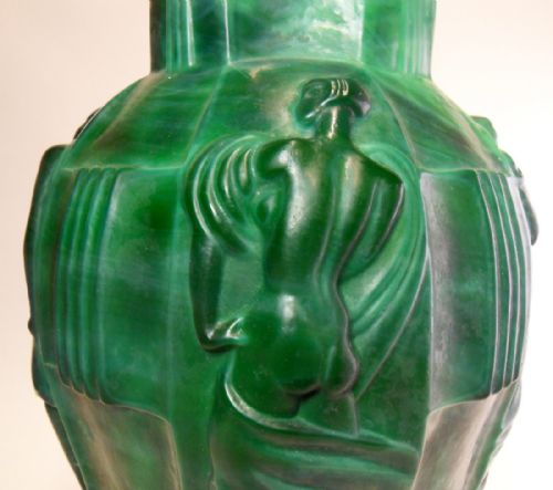 ART DECO SCHLEVOGT INGRID MALACHITE GLASS VASE - ADDITIONAL PHOTO 5