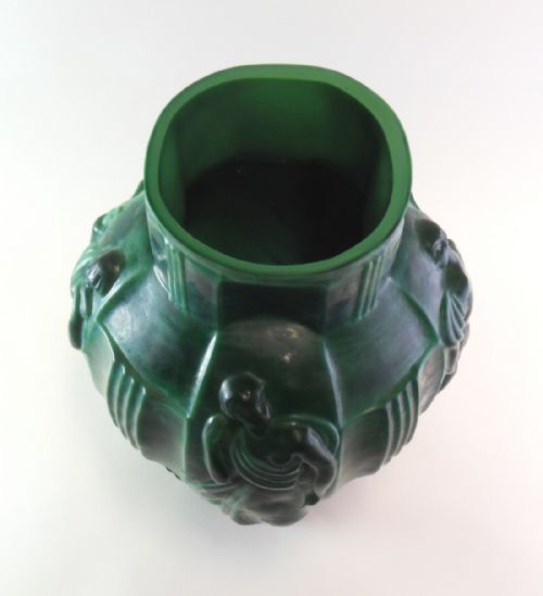ART DECO SCHLEVOGT INGRID MALACHITE GLASS VASE - ADDITIONAL PHOTO 6