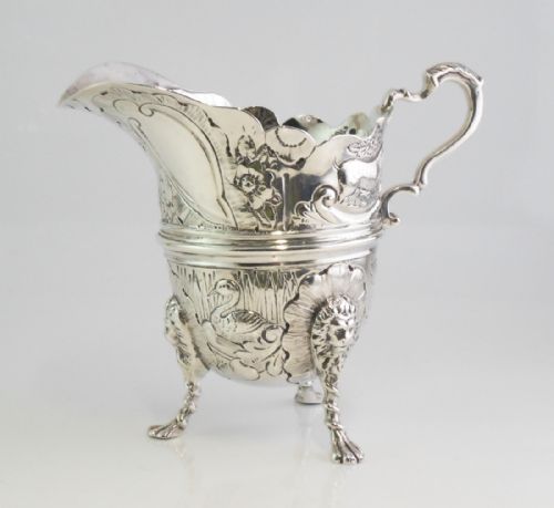 silver animal decoration cream jug birmingham 1895 - CATEGORY: ANTIQUE SILVER - DATED VICTORIAN