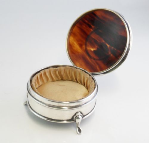 silver tortoiseshell box birmingham 1913 levi salaman - CATEGORY: ANTIQUE SILVER - DATED EDWARDIAN