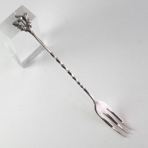 edwardian silver thistle top cocktail fork 1903 njl11086 - CATEGORY: ANTIQUE SILVER - DATED EDWARDIAN