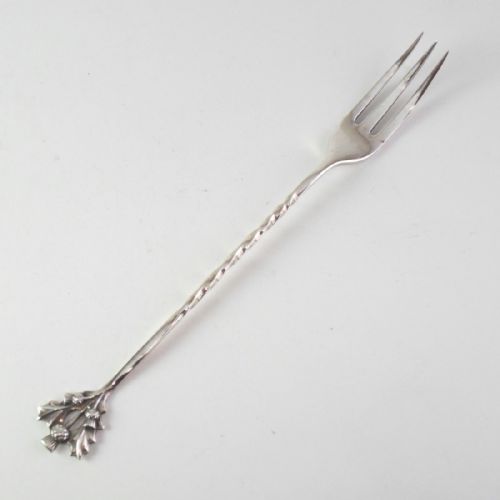 EDWARDIAN SILVER THISTLE TOP COCKTAIL FORK 1903 NJL11086 - ADDITIONAL PHOTO 2