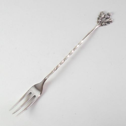 EDWARDIAN SILVER THISTLE TOP COCKTAIL FORK 1903 NJL11086 - ADDITIONAL PHOTO 3