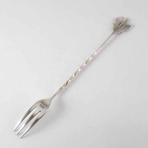 EDWARDIAN SILVER THISTLE TOP COCKTAIL FORK 1903 NJL11086 - ADDITIONAL PHOTO 4