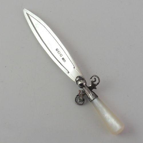edwardian silver and mother of pearl dagger bookmark - CATEGORY: ANTIQUE SILVER - DATED EDWARDIAN
