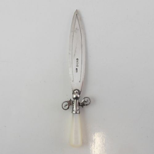 EDWARDIAN SILVER AND MOTHER OF PEARL DAGGER BOOKMARK - ADDITIONAL PHOTO 3