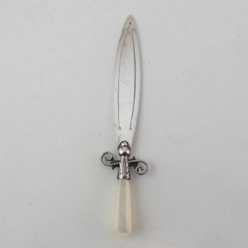 EDWARDIAN SILVER AND MOTHER OF PEARL DAGGER BOOKMARK - ADDITIONAL PHOTO 4