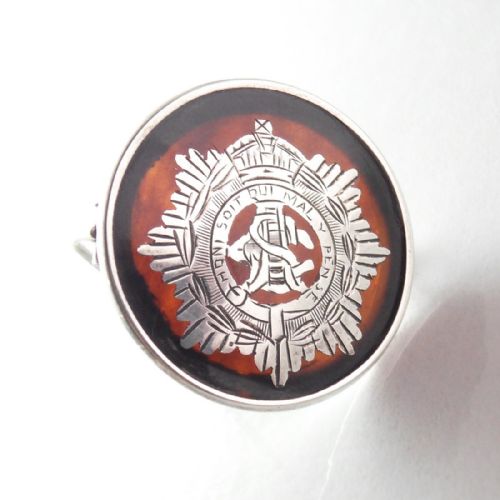 silver tortoiseshell wwi army service corps sweetheart brooch - CATEGORY: ANTIQUE JEWELLERY - DATED 1920