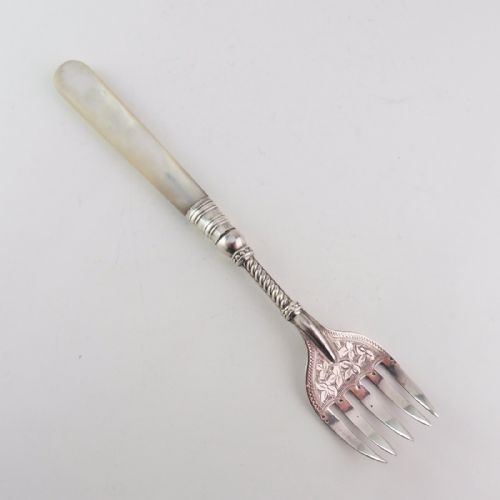 VICTORIAN SILVER MOTHER OF PEARL FORK BIRMINGHAM 1899 - ADDITIONAL PHOTO 1