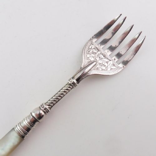 VICTORIAN SILVER MOTHER OF PEARL FORK BIRMINGHAM 1899 - ADDITIONAL PHOTO 4