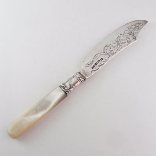 SILVER MOTHER OF PEARL BUTTER KNIFE BIRMINGHAM 1898 - ADDITIONAL PHOTO 1