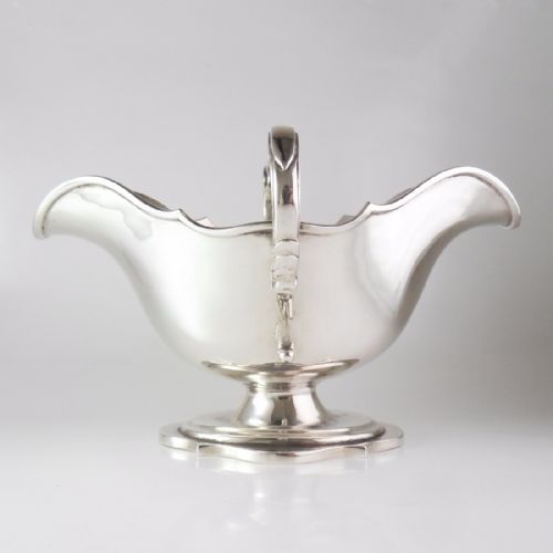 EDWARDIAN SILVER DOUBLE LIPPED SAUCE BOAT LONDON 1906 - ADDITIONAL PHOTO 1