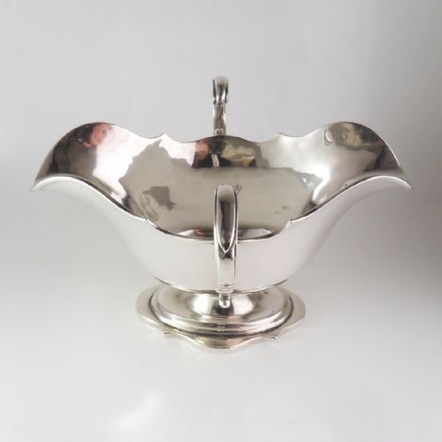 EDWARDIAN SILVER DOUBLE LIPPED SAUCE BOAT LONDON 1906 - ADDITIONAL PHOTO 2