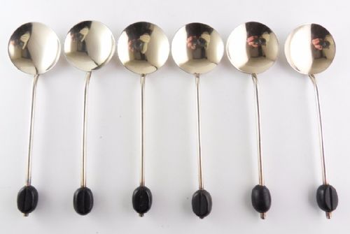 SILVER ENAMEL 'DANCING LADY' ART DECO SPOONS - ADDITIONAL PHOTO 2