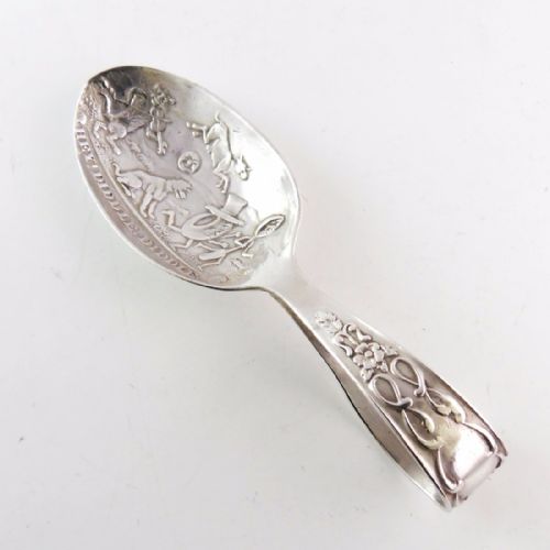 rare silver 'hey diddle diddle' silver spoon birmingham 1914 - CATEGORY: ANTIQUE SILVER - DATED 1920