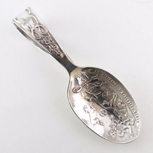 RARE SILVER 'HEY DIDDLE DIDDLE' SILVER SPOON BIRMINGHAM 1914 - ADDITIONAL PHOTO 1