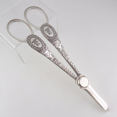 silver grape scissorsshears sheffield 1881 - CATEGORY: ANTIQUE SILVER - DATED VICTORIAN