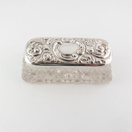 edwardian silver cut glass pot birmingham 1906 - CATEGORY: ANTIQUE SILVER - DATED EDWARDIAN