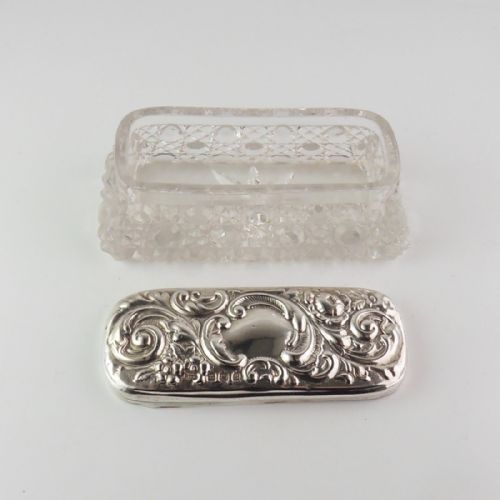 EDWARDIAN SILVER CUT GLASS POT BIRMINGHAM 1906 - ADDITIONAL PHOTO 4
