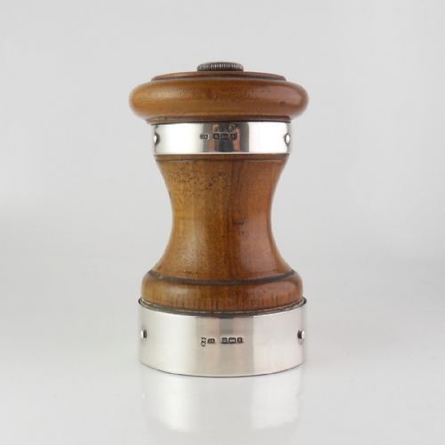 silver mounted fruitwood pepper mill sheffield 1910 - CATEGORY: ANTIQUE MISCELLANEOUS - DATED 1910
