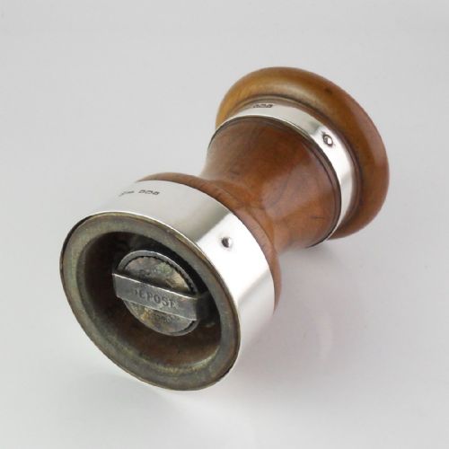 SILVER MOUNTED FRUITWOOD PEPPER MILL SHEFFIELD 1910 - ADDITIONAL PHOTO 3
