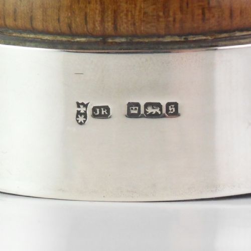SILVER MOUNTED FRUITWOOD PEPPER MILL SHEFFIELD 1910 - ADDITIONAL PHOTO 5