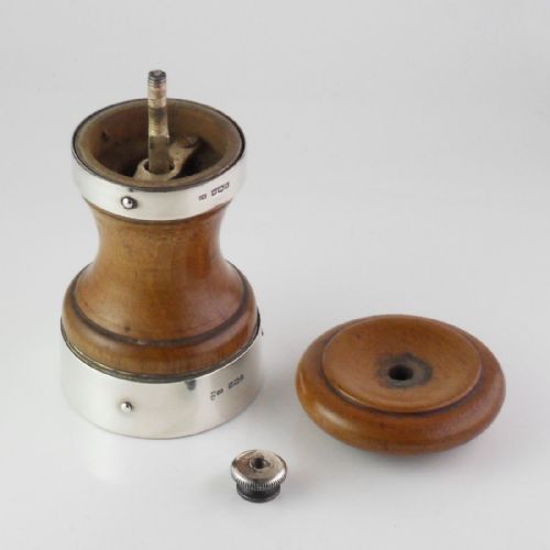 SILVER MOUNTED FRUITWOOD PEPPER MILL SHEFFIELD 1910 - ADDITIONAL PHOTO 6
