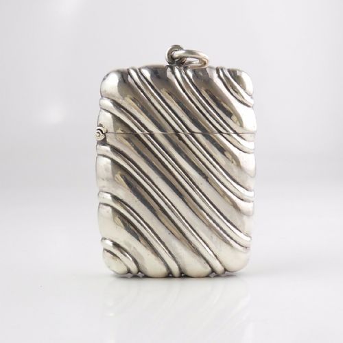 victorian 'ribbed' silver vesta birmingham 1897 - CATEGORY: ANTIQUE SILVER - DATED VICTORIAN