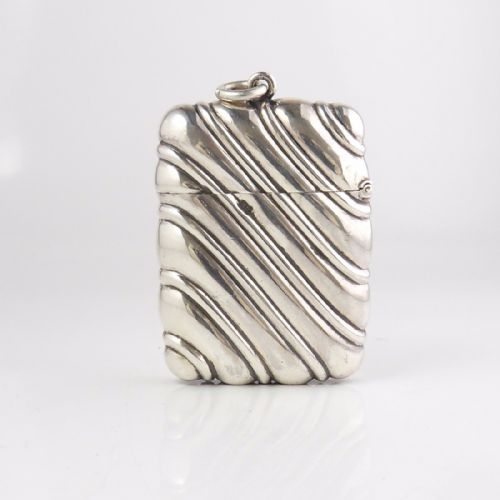 VICTORIAN 'RIBBED' SILVER VESTA BIRMINGHAM 1897 - ADDITIONAL PHOTO 1