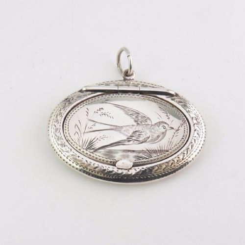 silver oval compact pendant birmingham 1919 adie lovekin - CATEGORY: ANTIQUE SILVER - DATED 1920