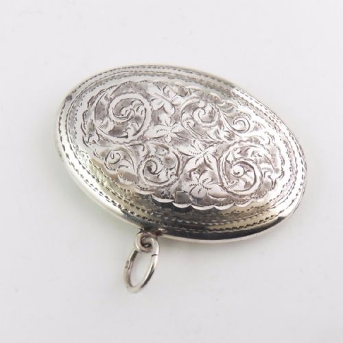 SILVER OVAL COMPACT PENDANT BIRMINGHAM 1919 ADIE LOVEKIN - ADDITIONAL PHOTO 3