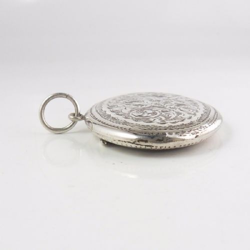 SILVER OVAL COMPACT PENDANT BIRMINGHAM 1919 ADIE LOVEKIN - ADDITIONAL PHOTO 4
