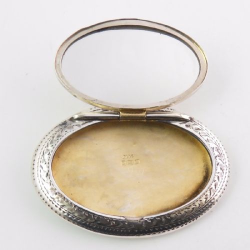 SILVER OVAL COMPACT PENDANT BIRMINGHAM 1919 ADIE LOVEKIN - ADDITIONAL PHOTO 6