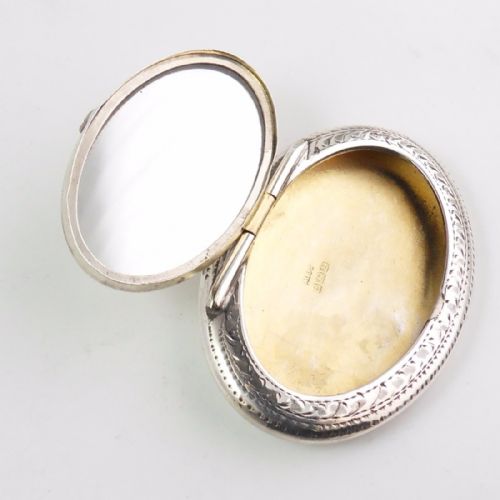 SILVER OVAL COMPACT PENDANT BIRMINGHAM 1919 ADIE LOVEKIN - ADDITIONAL PHOTO 7